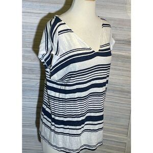 Jones & Co. Lg Striped Linen Blouse